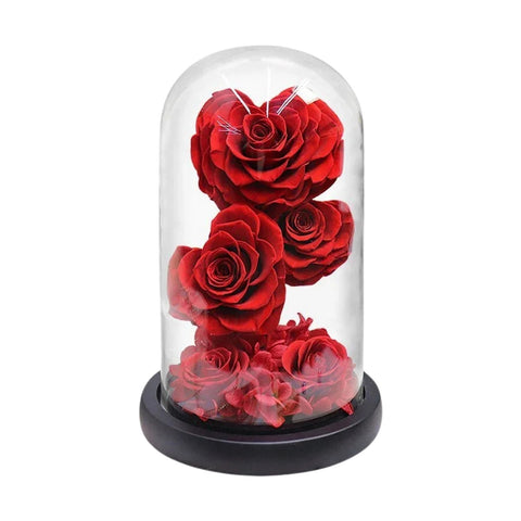 Rose Eternelle en Cœur Sous Cloche ( Choix de Couleur ) - Rose Eternelle La Boutique