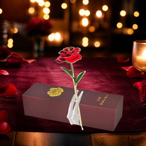 Coffret Rose Éternelle Plaquée Or 24K - ambiance - Rose Eternelle La Boutique