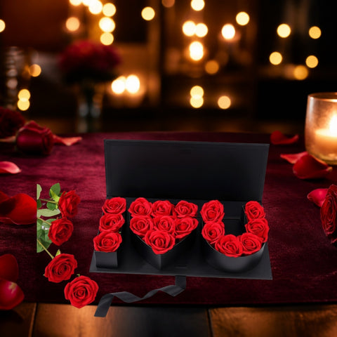 Coffret I Love You 16 Roses Éternelles – Cadeau Romantique - ambiance - Rose Eternelle La Boutique