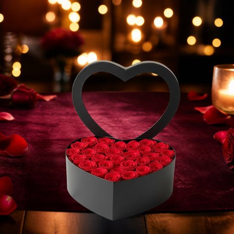 Coffret Cœur Roses Éternelles Rouges - ambiance - Rose Eternelle La Boutique