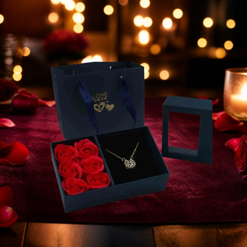 Coffret Bijoux 6 Roses Éternelles – Écrin Bague, Bracelet & Pendentif - ambiance - Rose Eternelle La Boutique