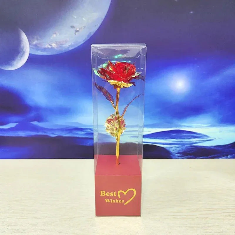 Rose Éternelle Effet Plaqué Or - Cadeau Créatif pour la Saint-Valentin - Rose Eternelle La Boutique