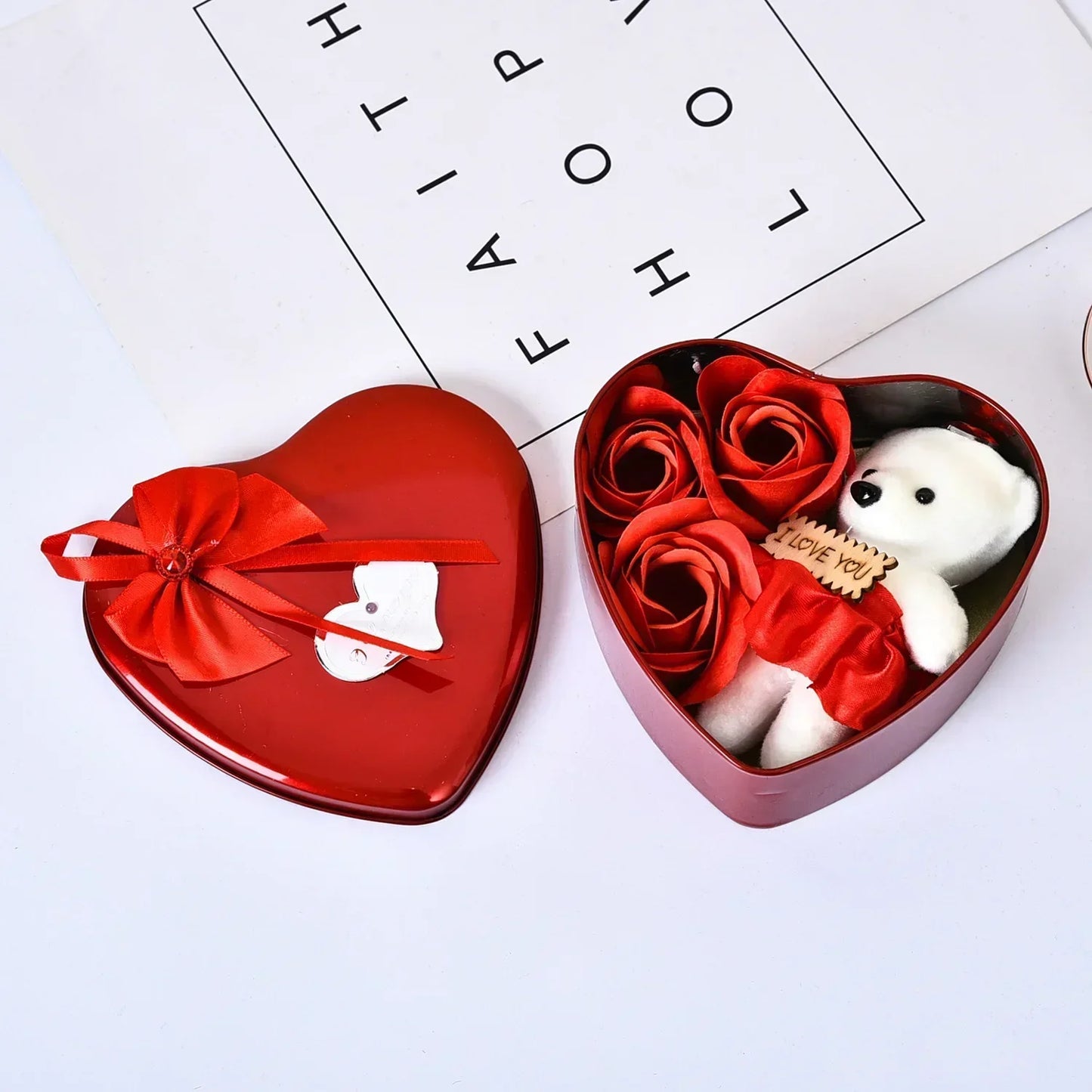 Coffret ours en roses éternelles cadeau romantique - vue 11