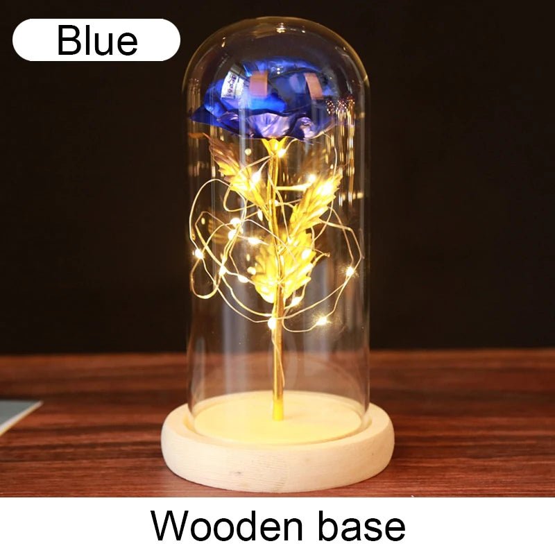 Rose Éternelle "Galaxie" sous Cloche Lumineuse - Rose Eternelle La Boutique