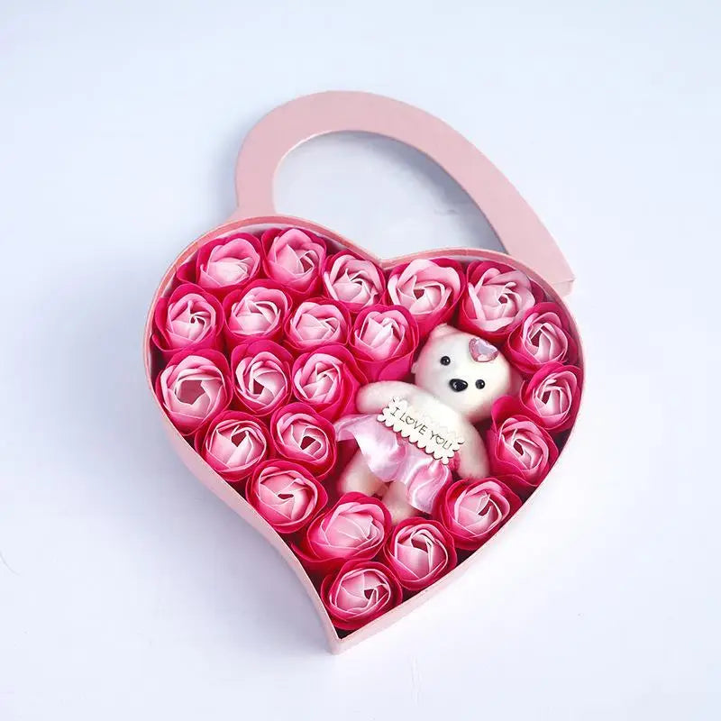 Coffret rose de savon avec ourson cadeau femme - vue 13