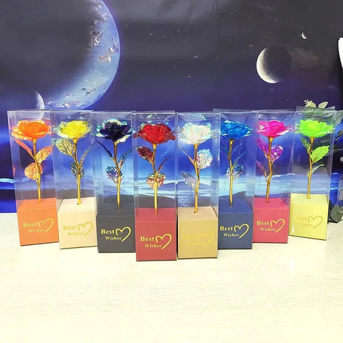 Rose Éternelle Effet Plaqué Or - Cadeau Créatif pour la Saint-Valentin - Rose Eternelle La Boutique