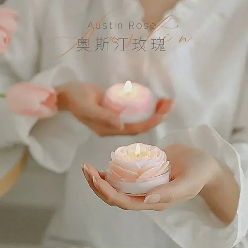 Bougie Fleur "Pivoine" Sculptée - Cire de Soja - Rose Eternelle La Boutique