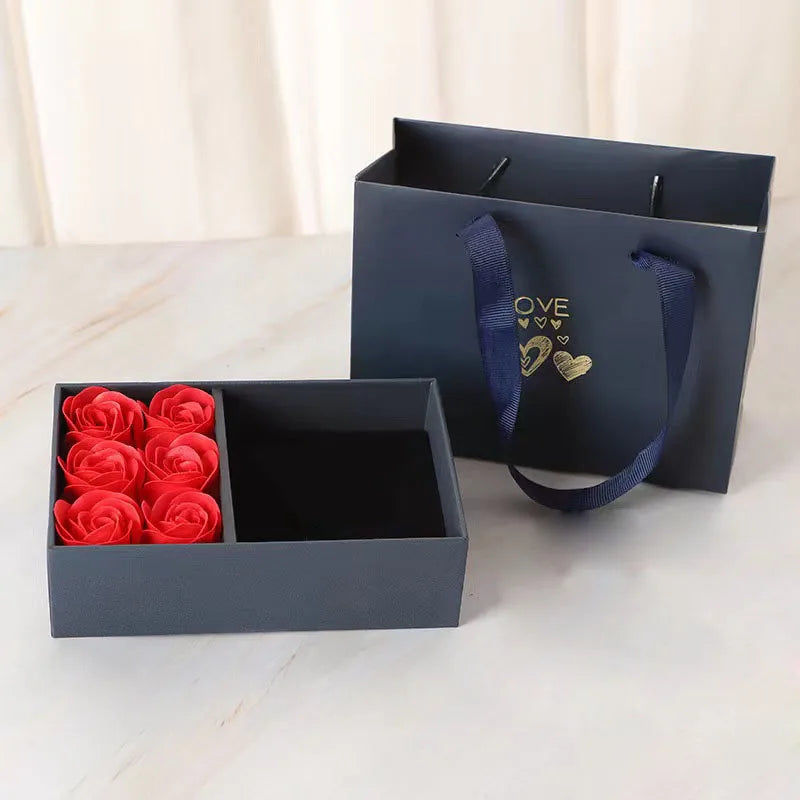 Coffret bijoux 6 roses éternelles écrin bague bracelet - vue 8