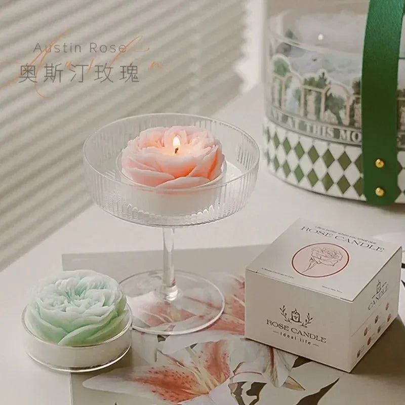 Bougie Fleur "Pivoine" Sculptée - Cire de Soja - Rose Eternelle La Boutique
