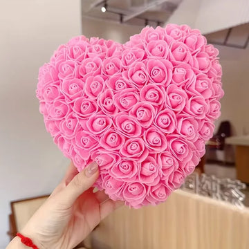 Cœur en rose éternelle rose 15 cm