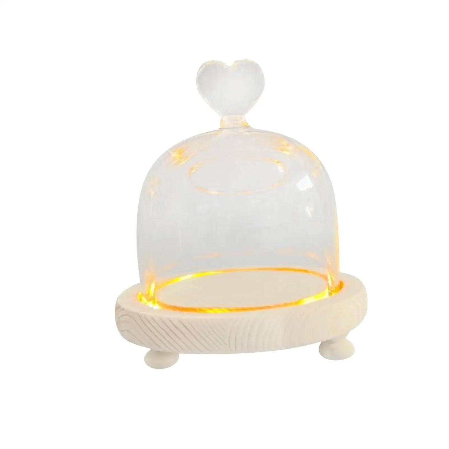 Cloche en Verre Élégante avec Base en Bois - Rose Eternelle La Boutique