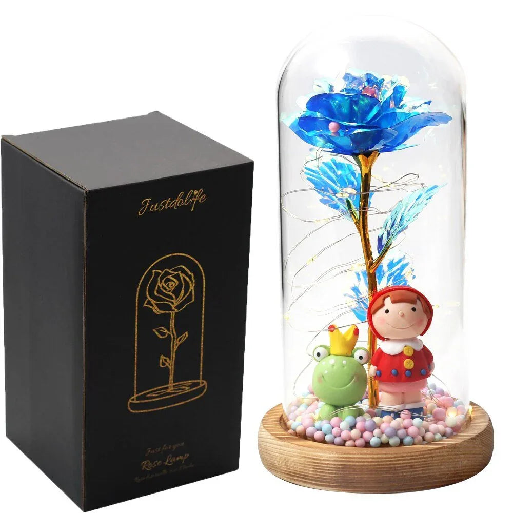 Rose Eternelle Sous Cloche Figurines Or 24K - Rose Eternelle La Boutique