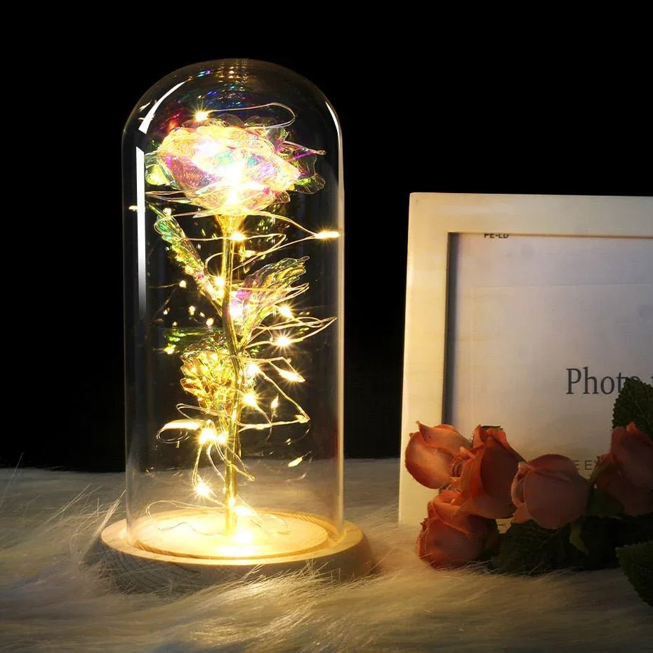 Rose Enchantée Lumineuse sous Cloche - Rose Eternelle La Boutique