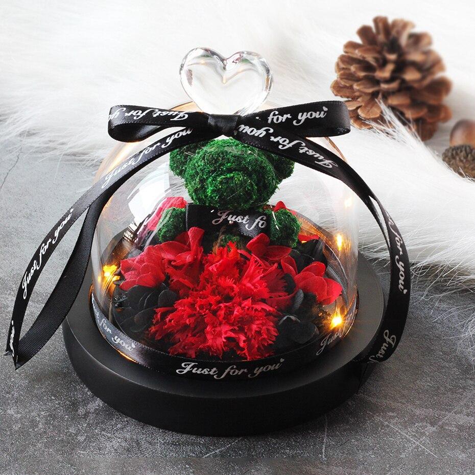 Rose Eternelle Ourson Sous Dôme (Choix de Couleurs) - Rose Eternelle La Boutique