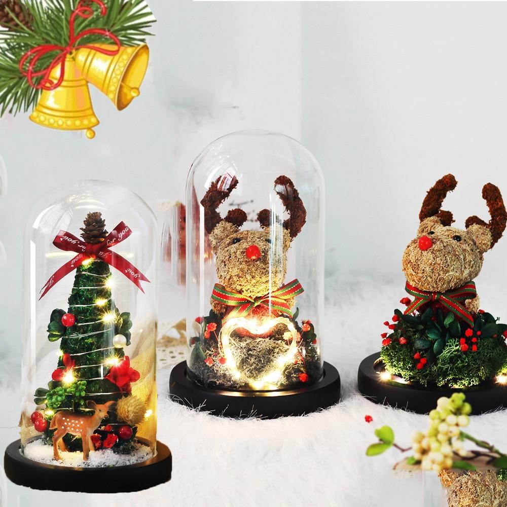 Sapin & Renne de Noel Sous Cloche - Rose Eternelle La Boutique