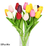 Lot de 10 fleurs artificielles en forme de tulipe