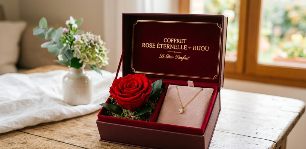 Coffret Rose Éternelle + Bijou : Le Duo Parfait