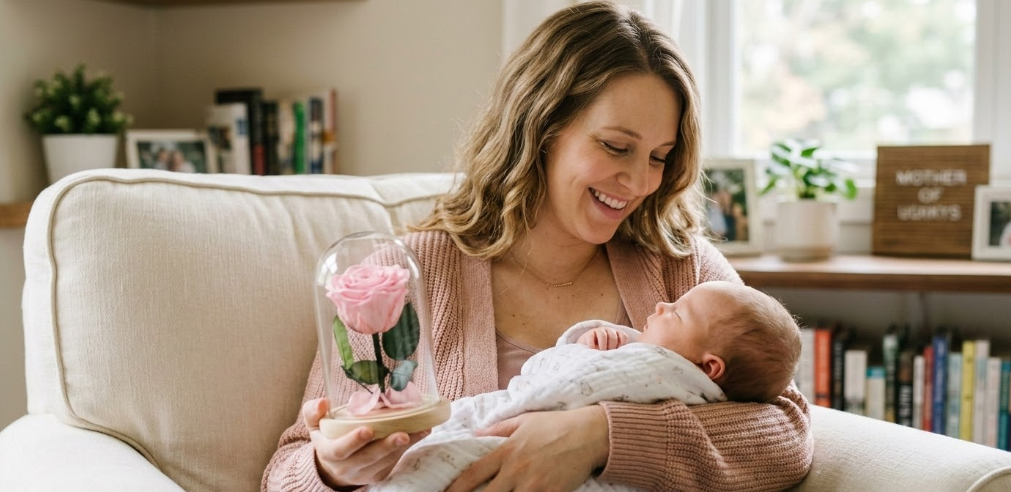 Première Fête des Mères : Rose Éternelle Jeune Maman