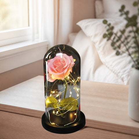Rose Eternelle Sous Cloche & LED Rose - ambiance - Rose Eternelle La Boutique