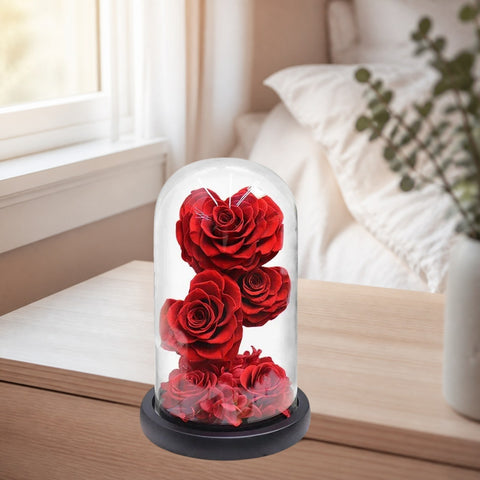 Rose Eternelle en Cœur Sous Cloche ( Choix de Couleur ) - ambiance - Rose Eternelle La Boutique
