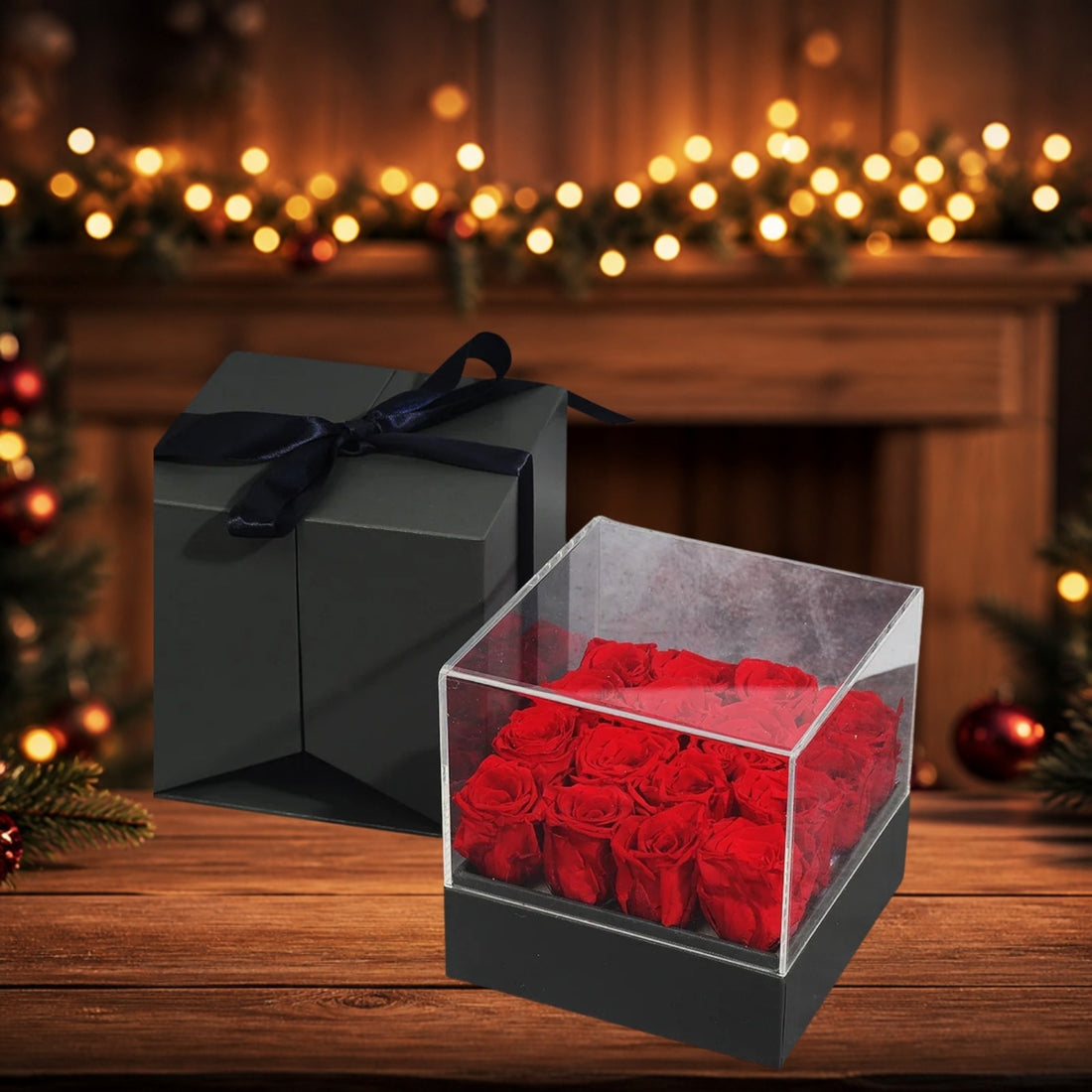 Boite de 16 Rose Eternelle Rouge - ambiance - Rose Eternelle La Boutique