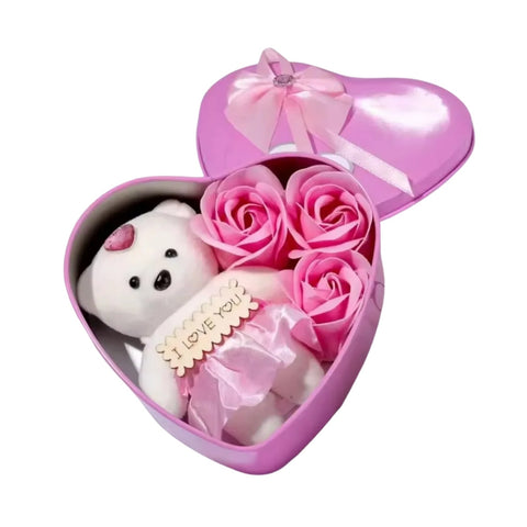 Coffret Ours en Roses – Bouquet Romantique avec Peluche - Rose Eternelle La Boutique