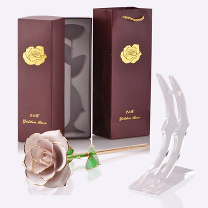Geschenkbox „Ewige Rose“, 24 Karat vergoldet