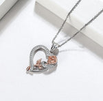 Collier en Argent 925 avec Cœur & Rose