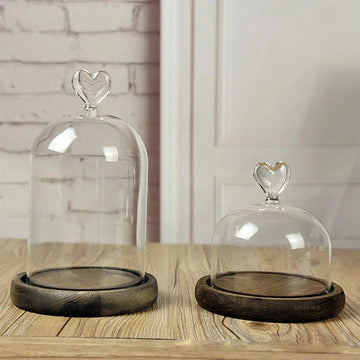 Dôme en Verre avec Base en Bois - Rose Eternelle La Boutique