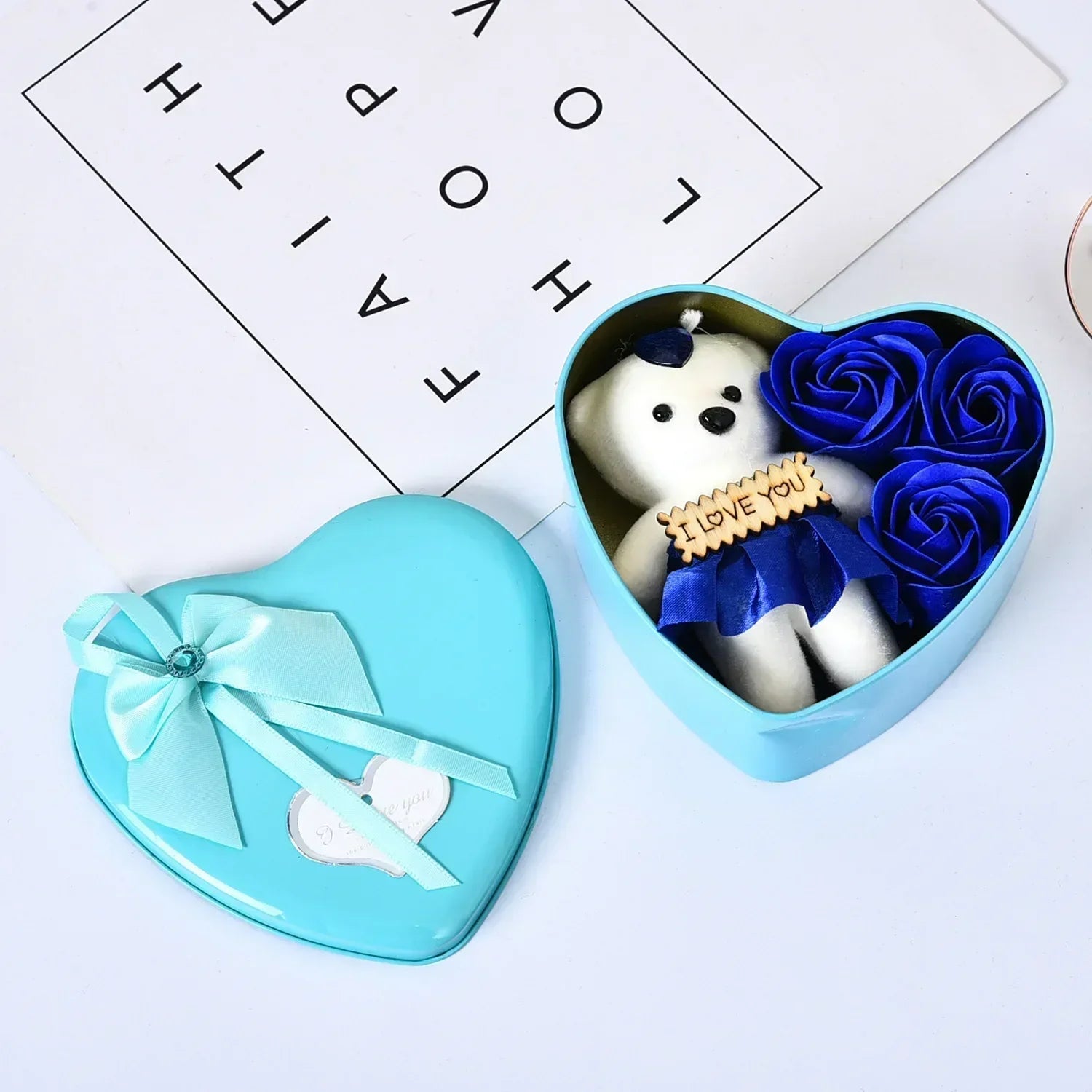 Coffret ours en roses éternelles cadeau romantique - vue 8