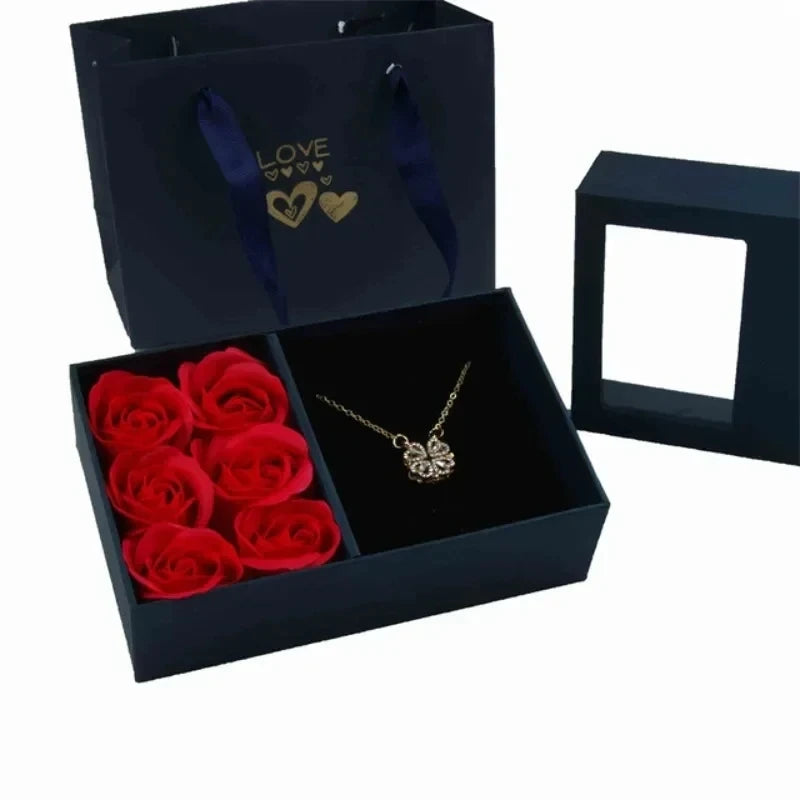 Coffret bijoux 6 roses éternelles écrin bague bracelet - vue 2
