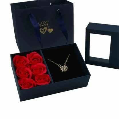 Coffret bijoux 6 roses éternelles écrin bague bracelet - vue 2