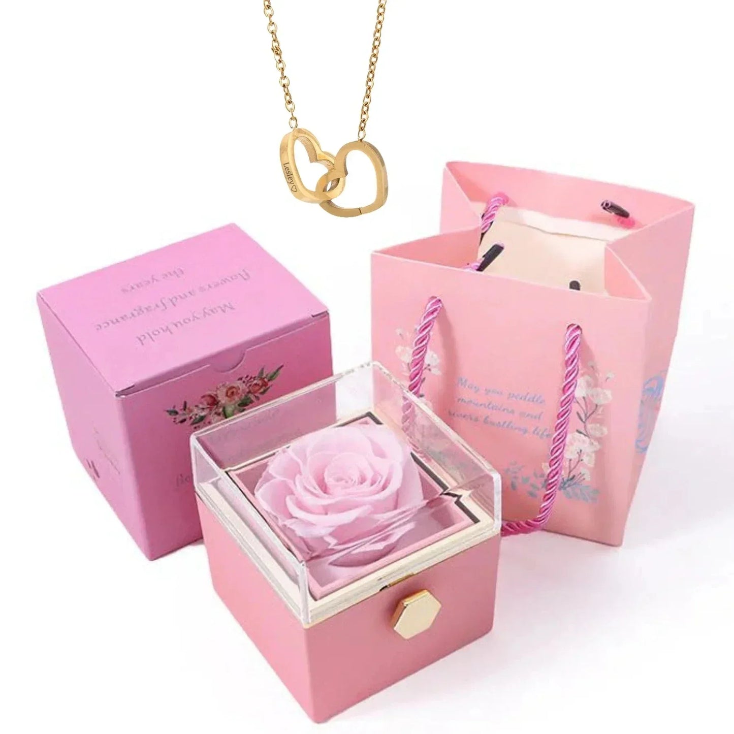 Coffret a offrir avec rose et collier - Rose Eternelle La Boutique