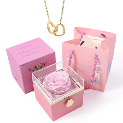 Coffret a offrir avec rose et collier - Rose Eternelle La Boutique