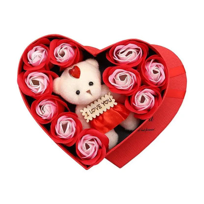 Coffret rose de savon avec ourson cadeau femme - vue 6