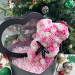 Ourson Artisanal en Roses Éternelles - 25cm