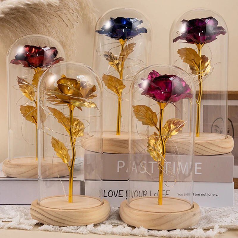 Eternal Rose "Galaxy" under a Light-Up Glass Dome