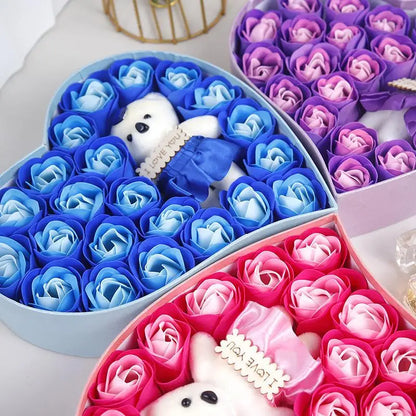 Coffret rose de savon avec ourson cadeau femme - vue 5