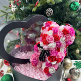 Ourson Artisanal en Roses Éternelles - 25cm