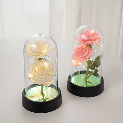 Rose éternelle sous cloche LED lumineuse - vue 18
