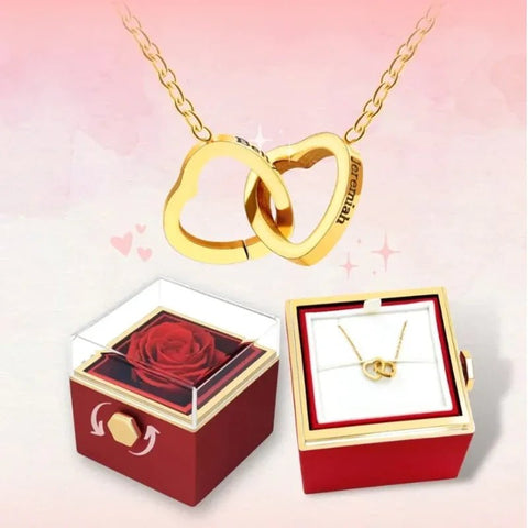 Coffret a offrir avec rose et collier