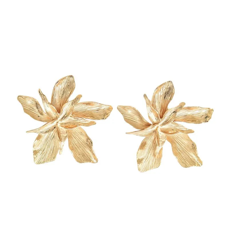 Boucles d'oreilles fleur dorées vintage bijou femme - vue 5
