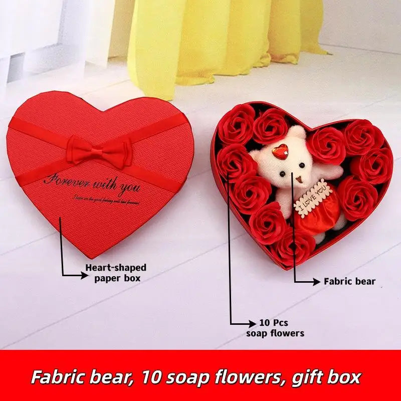 Coffret rose de savon avec ourson cadeau femme - vue 4