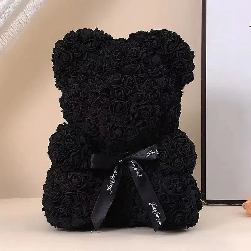 Ourson Artisanal en Roses Éternelles - 25cm - Rose Eternelle La Boutique