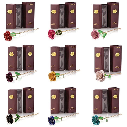 Coffret Rose Éternelle Plaquée Or 24K