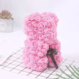Ourson Artisanal en Roses Éternelles - 25cm