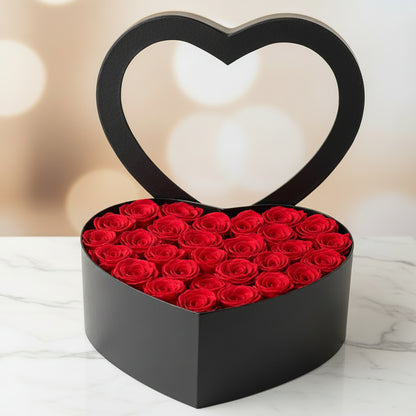 Coffret cœur roses éternelles rouges cadeau fête des mères