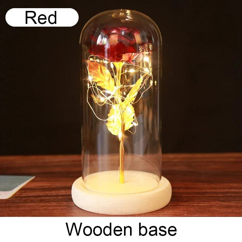 Rose Éternelle "Galaxie" sous Cloche Lumineuse - Rose Eternelle La Boutique