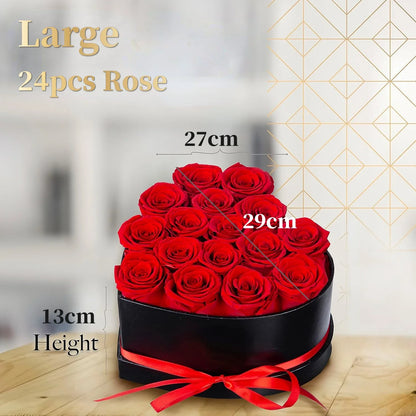 Coffret cœur roses éternelles rouges cadeau fête des mères - vue 8
