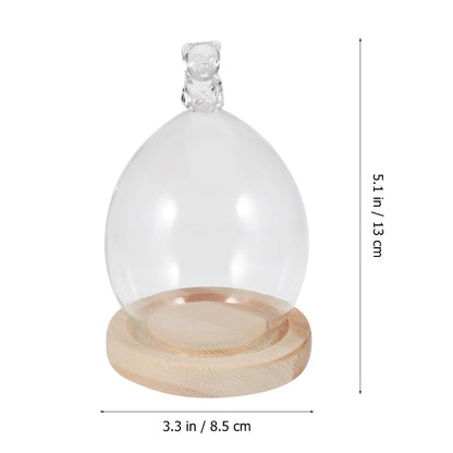 Klare Glasglocke mit Holzsockel